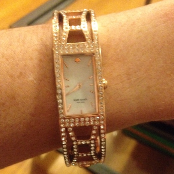 Kate Spade New York pave rose gold bangle watch