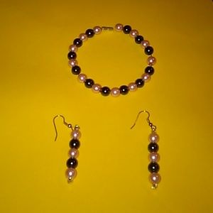 Hematite earrings bracelet set