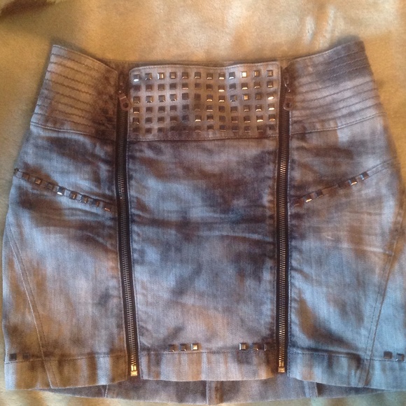Black/grey acid washed skirt with studs size small