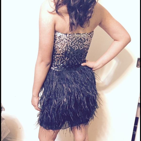 Tony Bowls Embellished Feather Prom Dress - Picture 3 of 4