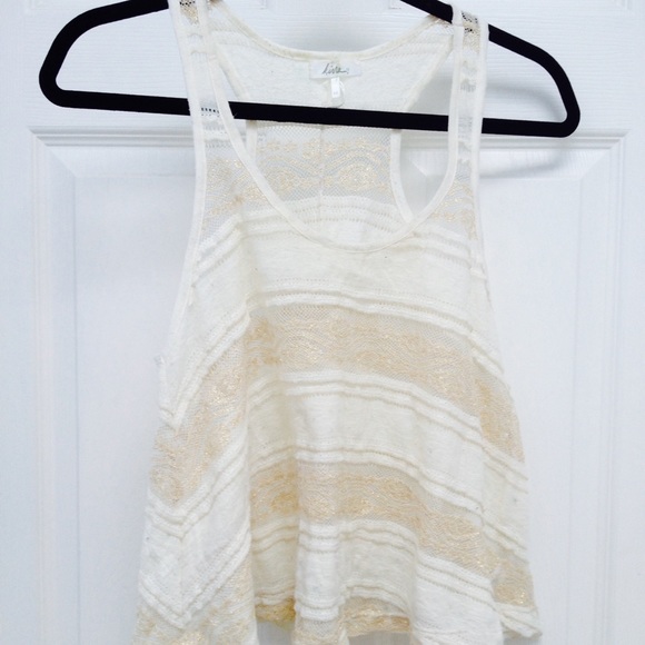 White and gold lace top
