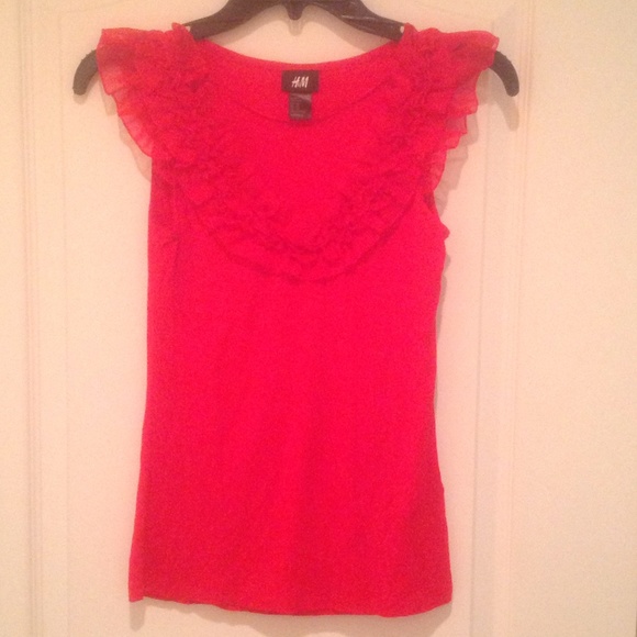H&M red ruffle top
