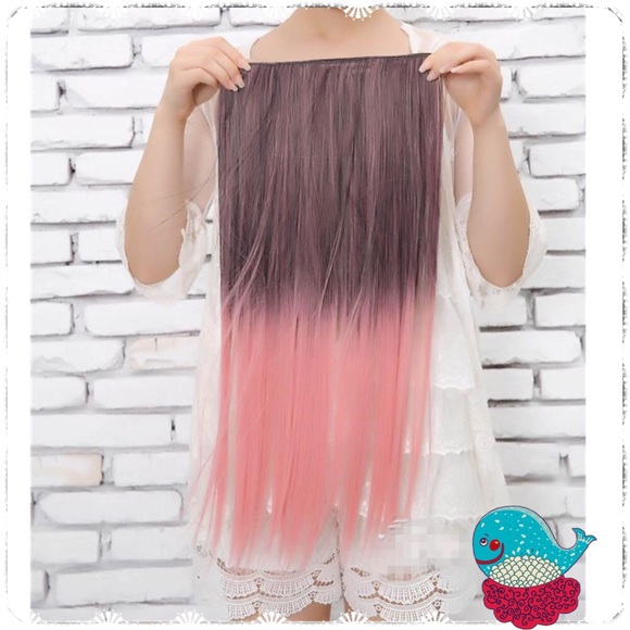 Gray to Pink clip in hair extension