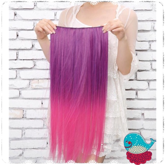 Light purple to pink clip in hair extensions