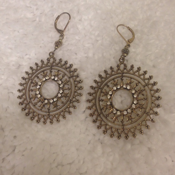 Gold & pave drop earrings - Picture 1 of 1