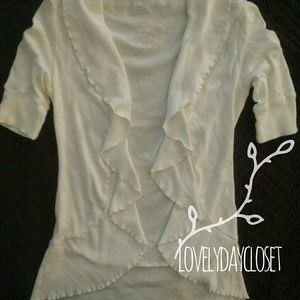 White Cardigan ruffle trim