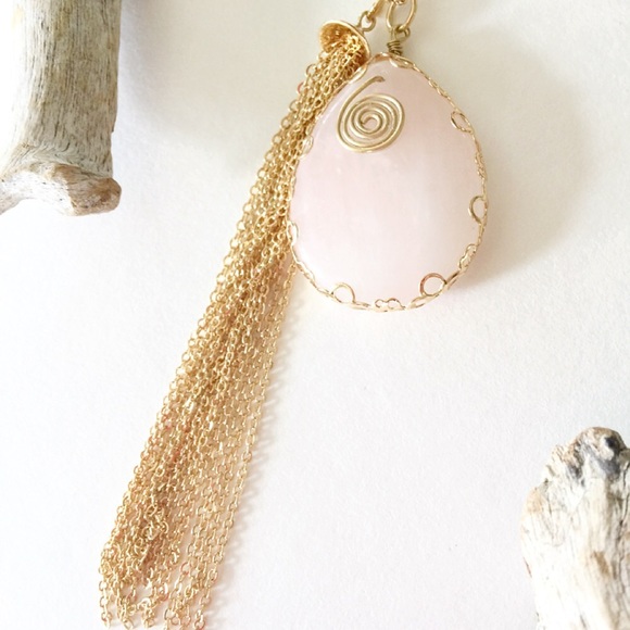 💕 Pretty in Pink💕 QUARTZ GOLD SWEATER CHAIN - Picture 2 of 3