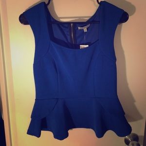 Navy Peplum Top