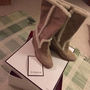 Coach Suede with fur trim boots
