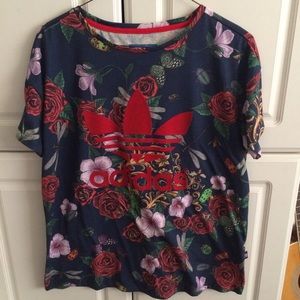 RARE Adidas Rita Ora Roses Trefoil Tee