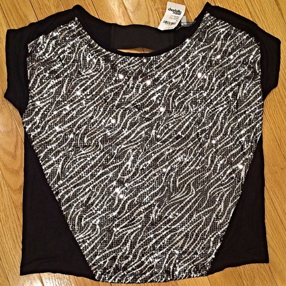 Zebra sparkly top with cutout open back