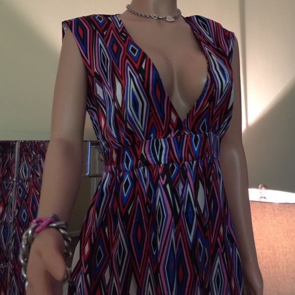 Jully Kang Silk Collection Red,White,& Blue Dress - Picture 3 of 4