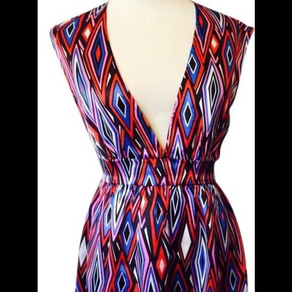 Jully Kang Silk Collection Red,White,& Blue Dress - Picture 4 of 4