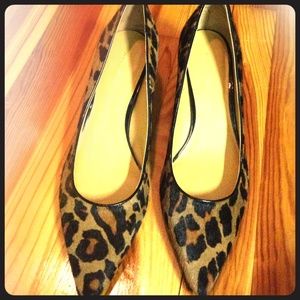 Leopard print kitten heel pumps