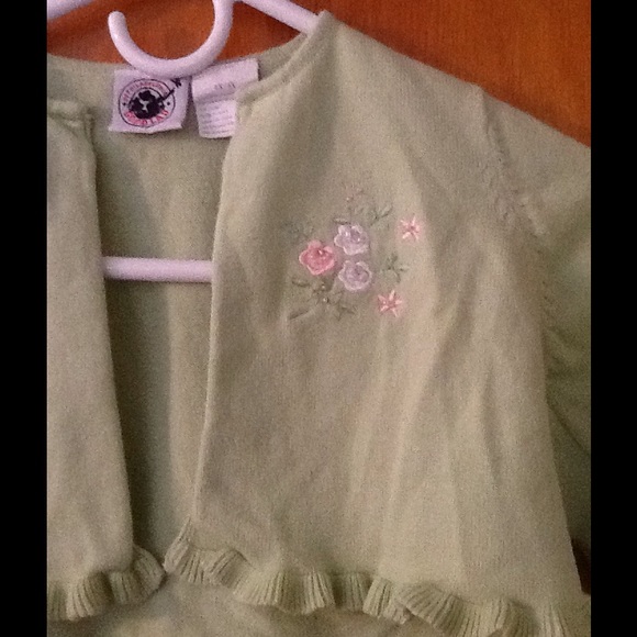 Girls Mint Green Cropped Sweater - Picture 2 of 3