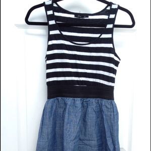 Striped/denim dress