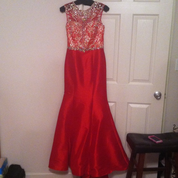 Red Prom Dress with beading