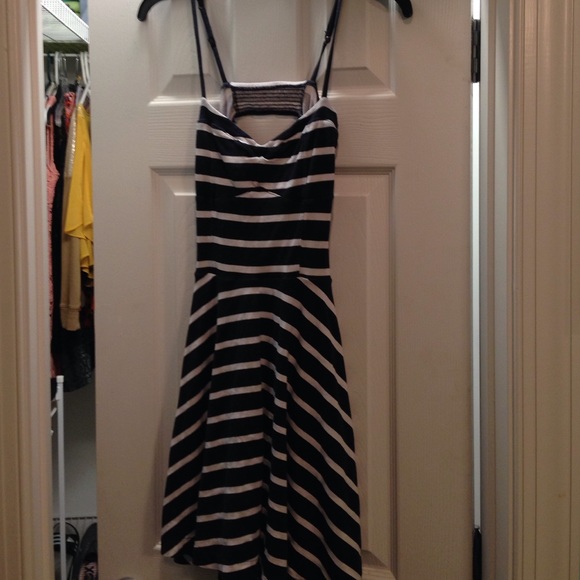 Navy and white striped sun dress