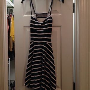 Navy and white striped sun dress