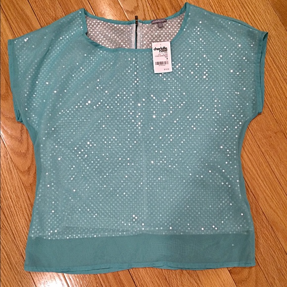 Teal top with a shimmery layer