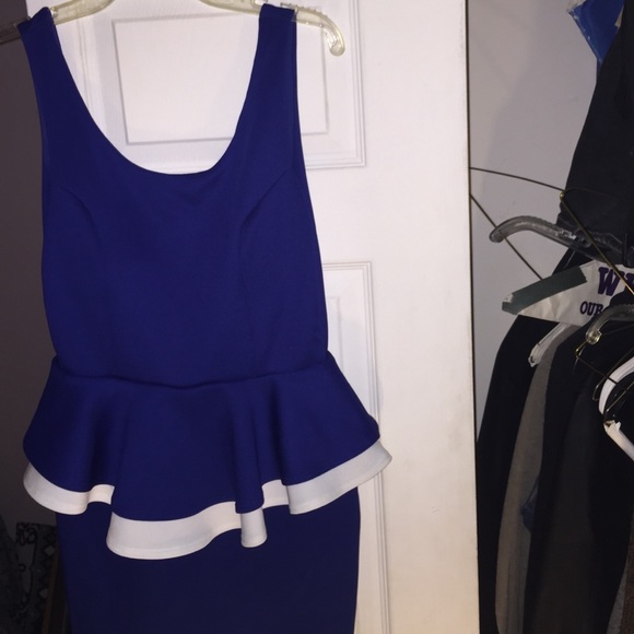 Blue and white mini dress