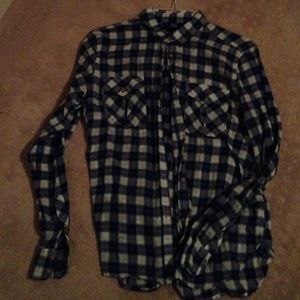 Blue and White Plaid Shirt