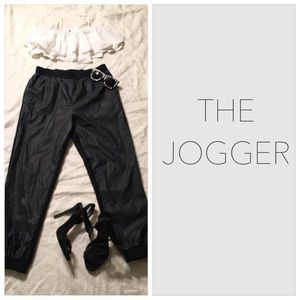 Sparkle and Fade Faux leather joggers