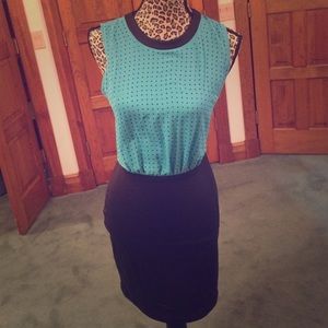 Teal and leather studded dress