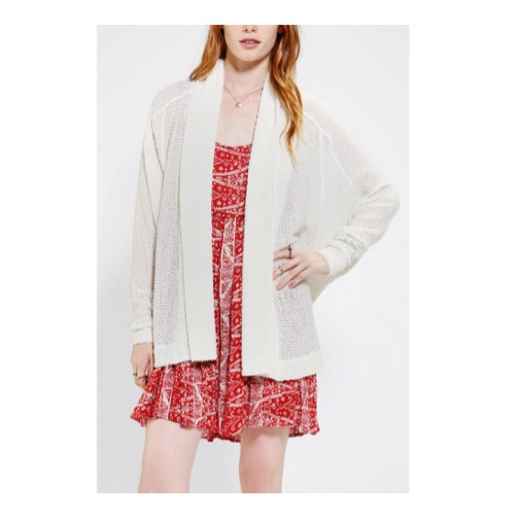 Ecote White Knit Crochet Boho Sweater UO