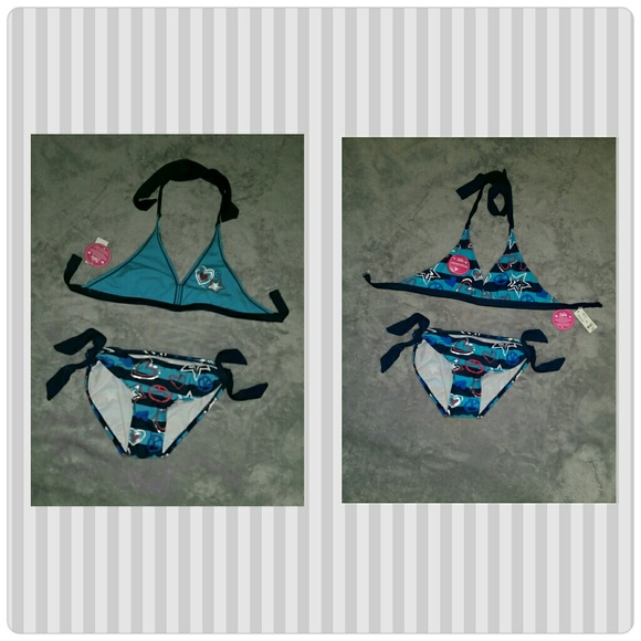 Justice reversible 2pc girls bathing suit