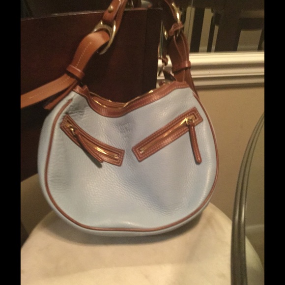 light blue and brown Dooney & Bourke