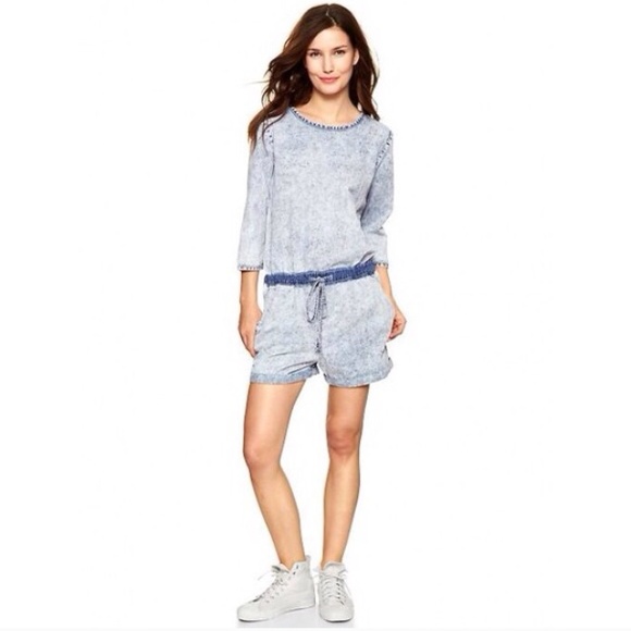 Acid Wash Denim Romper