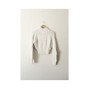 90's High neck cotton blend cropped sweater s/m