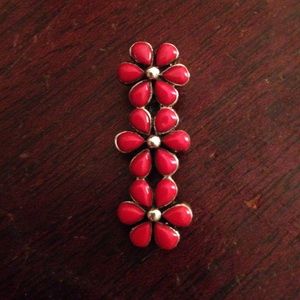 Zuni flower coral pendant