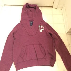 American Eagle dark purple v-neck hoodie