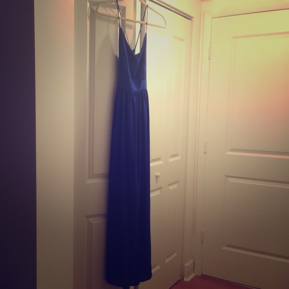 X Back Maxi Dress in Blue.