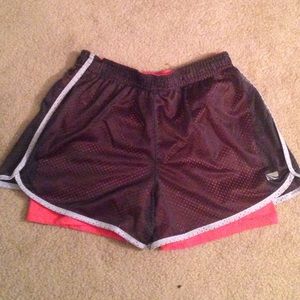 Work out shorts with built in compression shorts