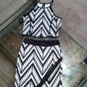 Cute two piece black and white set