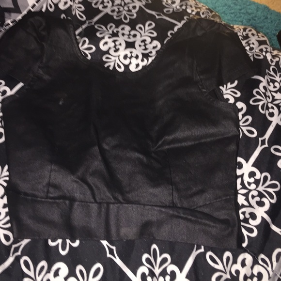 Black leather crop top