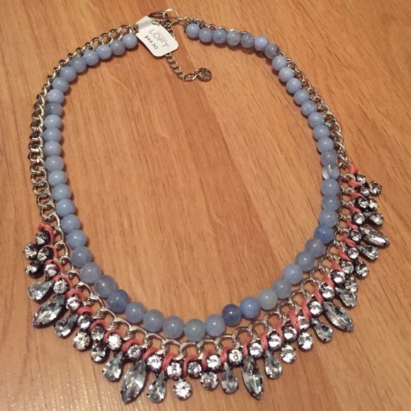 ❌Bundled❌LOFT Blue Beaded Silver Toned Crystal - Picture 4 of 4