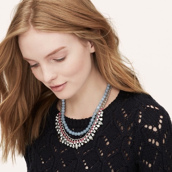 ❌Bundled❌LOFT Blue Beaded Silver Toned Crystal - Picture 3 of 4