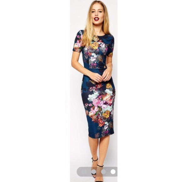 ASOS Floral scuba body con dress.