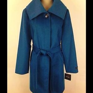 Ellen Tracy Jewel-Toned Angora Wool Blend Coat