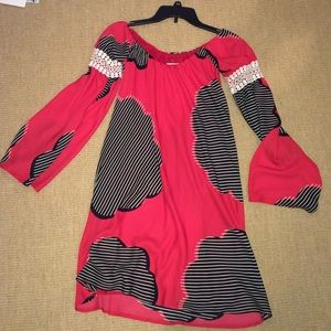 Black white and red dress