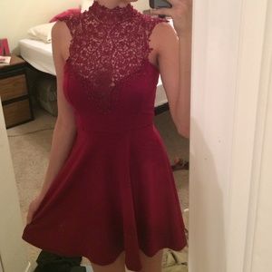 Red lace dress