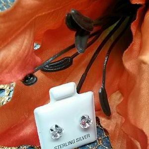 1 ct CZ sterling silver earrings