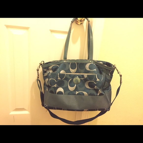 Teal Coach Diaper Bag Purse