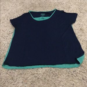 Blue teal shirt sheer back
