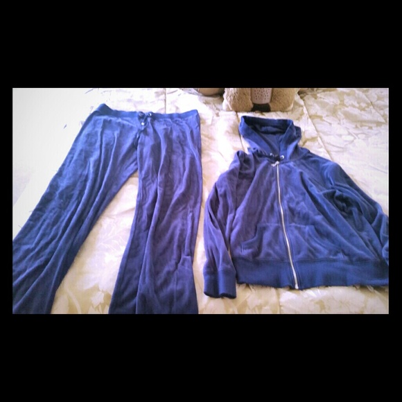 Blue velour victorias secret sweat suit med