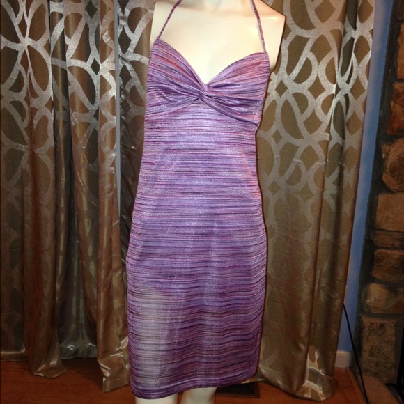 Express Dresses & Skirts - Lavender and pink striped Express halter dress